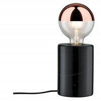 NORDIN Stolní lampa s objímkou, těleso mramor černý, pro žárovku 1x20W, E27, 230V, IP20, tř.2, rozměry d=95mm, h=130mm, vypínač na kabelu.