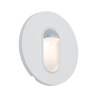 PREM WAND EBL SENSOR Vestavné svítidlo do stěny kruhové, PIR senzor pohybu, záběr 110°, dosah cca 3m, čas sepnutí 4-5minut, materiál plast, bílá, LED 1,7W, teplá 2700K, 110lm, 230V, IP20, tř.2, d=78mm, h=35mm, svítí dolů, montáž do KU68