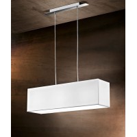 BELZIG PL Závěsné svítidlo, základna kov, povrch chrom lesk, stínítko textil bílá, pro žárovku 3x60W, E27, 230V, IP20, 700x180x200mm, vč závěs  kabelu h=1000mm, lze zkrátit.