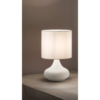 LIEBEN Stolní lampa, těleso kov, povrch písková bílá/písková šedá, stínítiko textil bílá/šedá, pro žárovku 1x40W, E27, 230V, IP20, rozměry d=200mm, h=335mm.