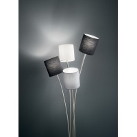 BLIEE Stojací lampa, těleso kov, povrch chrom broušený, stínítiko textil bílá, černá a šedá, pro žárovku 4x40W, E14, 230V, IP20, rozměry d=450mm, h=1600mm.