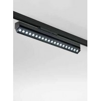 BOGEN 30W CCT Lištové svítidlo buňkové do 3F lišty, nastav. směr svícení, těleso hliník, povrch černá/bílá, LED 30W, 2083lm, přepín CCT teplá 3000K-neutr 4000K-denní 6000K, vyzař. úhel 43°, Ra82, 230V, IP20, tř.1, rozměry 550x110x40mm.