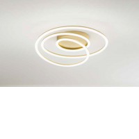 ZANOT PL 63W Stropní svítidlo, těleso hliník, povrch metalická šedá/zlatá mat, difuzor plast opál, LED 63W, 3600lm, teplá 3000K, stmív., Ra80, 230V, IP20, tř.1, rozměry d=600mm, h=170mm.