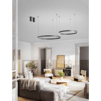 ZERME HL 72W/87W Závěsné svítidlo, lustr, těleso hliník, povrch broušená zlatá/metalická šedá, dif plast opál, LED 72W/5040lm, 87W/6090lm, teplá 3000K, stmív, Ra80, 230V, IP20, tř.1, rozměry dle typu, svítí nahoru/dolů.