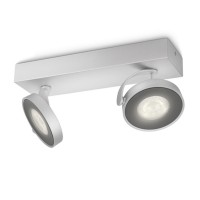 CLOCKWORK Stropní, bodové svítidlo, nastavitelný směr svícení, těleso kov, povrch bílá, nebo šedostříbrná, LED 2x5W, teplá 2700K, 2x280lm/cca 1x15W žár, 70lm/W, Ra80, 230V, IP20, 90x255x93mm