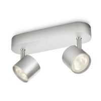 STAR Stropní, bodové, dvítidlo, nastavitelný směr svícení, těleso kov, povrch bílá, nebo šedostříbrná, LED 2x3W, teplá 2700K, 2x170lm, 230V, IP20, 82x198x60mm