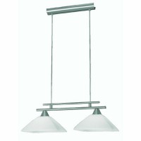 HUDSON 2XE14 Závěsné svítidlo lustr, těleso kov, povrch nikl mat, difuzor sklo bílé, pro žárovku 2x40W, E14, 230V, IP20, l=470mm, závěs l=1500mm, závěs lze zkrátit