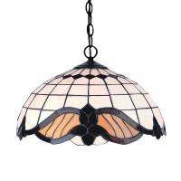 TIFFANY Závěsné svítidlo lustr, těleso kov, povrch antická hnědá, difuzor sklo, pro žárovku 1x60W, E27, 230V, IP20, d=400mm, závěs řetěz l=1200mm, lze zkrátit