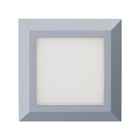 RADIX Nástěnné venkovní svítidlo, těleso plast, povrch šedostříbrná, difuzor plast opál, LED 3,5W, neutrální 4000K, 220lm, 230V, IP65, tř.2, 125x125x27mm