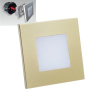 STEP LIGHT Vestavné svítidlo do stěny, těleso plast zlatá mat/černá mat, difuzor plast opál, LED 1W, neutrální 4000K, 60lm, 230V, IP20, Ra80, tř.2, rozměry 90x90x40mm, vč. montážního boxu.