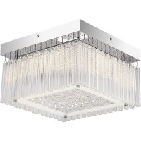 MARCELLA Stropní přisazené svítidlo, základna kov, povrch chrom lesk, difuzor sklo mat s křišťálovými ověsy, LED 1x18W, neutrál 4000K, 1550lm, 230V, IP20, tř.1. rozměry 300x300x170mm