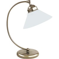HELGO TABLE LAMP 1X60W E27 Stolní lampa, nastavitelný směr svícení, těleso kov, povrch bronz lesk, difuzor sklo opál, pro žárovku 1x60W, E27, 230V, IP20, tř.1. 1 rameno, rozměry d=215mm h=400mm