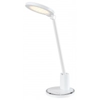 PLATENSIS 4,5W, CCT Stolní kancelářská lampa, těleso kov, povrch bílá, difuzor plast opál, LED 4,5W, přepín teplota CCT teplá 3000K, neutrální 4000K, denní 6000K, 350lm, dotyk stmív. 230V, IP20, tř.2, rozměry d=150mm, h=430mm.
