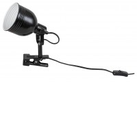FLINT Stolní lampa s klipem, skřipcem, těleso kov, povrch černá/béžová, pro žárovku 1x25W, E14, 230V, IP20, tř.2, rozměry d=110mm, 180x225mm.