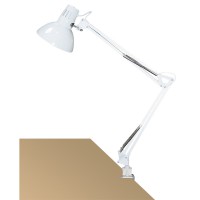 ARNO 1X60W E27 Stolní lampa, dvě ramena, těleso kov, stínítko kov, povrch bílá, černá, šedostříbrná, pro žárovku 1x60W, E27, A60, 230V, IP20, tř.1. rozměry w=520mm h=700mm, úchyt svěrka