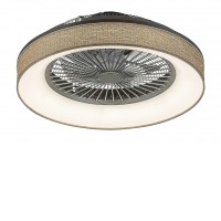 BENICIO Stropní ventilátor s osvětlením, těleso kov, stínítko textil šedá, LED 35W, CCT přepín teplota teplá 3000K - denní 6000K, 1050lm stmív.dálk. ovl., 230V, IP20, rozměry d=525mm, h=220mm.