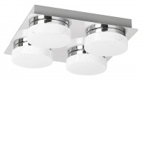 HILARY STROPNÍ SVÍTIDLO 4×5W Stropní svítidlo, těleso kov, povrch chrom lesk, difusor plast opál, efekt noční oblohy, LED 4×5W, 1600lm, neutrální 4000K, 230V, IP20, tř.1. rozměry 280x280mm