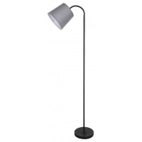 GODRIC Stojací lampa, těleso kov, povrch černá, stínítko textil šedá/černá, pro žárovku 1x25W, E27, 230V, IP20, tř.2, rozměry d=220mm, h=1410mm, vypínač na kabelu.