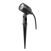 ASSAFOS 3W, IP65 Bodové venkovní svítidlo, nastavitelný směr svícení, těleso plast černá, LED 3W, neutrální 4000K, 260lm, IP65, tř.2, d=80mm, h=235mm, s bodcem do záhonu.