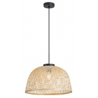 RATTAN Závěsné svítidlo, základna kov, povrch černá, stínítko ratan, pro žárovku 1x25W, E27, 230V, IP20, tř. 1, rozměry d=405mm. vč závěs kabelu l=1200mm, lze zkrátit.