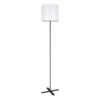 IZANDER Stojací lampa, těleso kov, povrch černá/stříbrná, stínítko plast bílá, pro žárovku 1x40W, E27, 230V, IP20, tř.2, rozměry d=300mm, h=1490mm.