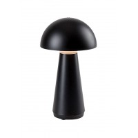 PERUS 3W, IP44,USB na baterie Stolní lampa na baterie, plast černá mat, dif plast opál, LED 3W, teplá 3000K, 130lm, stmív. dotykem, zvýš. krytí IP44, tř.3, rozměry d=160mm, h=290mm, nabíjení pomoc USB kabelu.