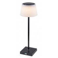 TAENA Stolní lampa, těleso kov, povrch černá/stříbrná, stínítko plast bílá, LED 4W, přepín teplota CCT teplá 3000K, denní 5000K, 200lm, stmívatelné dotyk, IP44, tř.3, rozměry d=130mm, h=380mm, vč kable s USB konektorem.