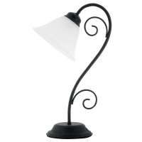 ATHEN Stolní lampa, základna kov, povrch lak černá mat, stínítko sklo opál, pro žárovku 1x40W, E14, 230V, IP20, tř.1. rozměry d=160mm h=410mm