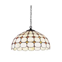 PLEVA 2X60W E27 Závěsné svítidlo, základna kov, povrch mosaz antická zašlá, difuzor sklo vitráž motiv mozaiky, pro žárovku 2x60W, E27, 230V, IP20, tř.1. rozměry d=400mm, včetně závěsu h=1000mm, lze zkrátit