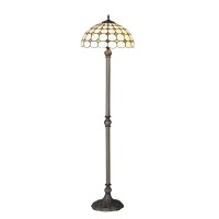 MARVEL Stojací lampa, základna kov, povrch mosaz antická zašlá, difuzor sklo vitráž motiv mozaiky, pro žárovku 2x60W, E27, 230V, IP20, tř.1. rozměry d=400mm h=1480mm