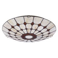 PLEVA CEILING 2X60W E27 Stropní svítidlo, základna kov, povrch mosaz antická zašlá, difuzor sklo vitráž motiv mozaiky, pro žárovku 2x60W, E27, 230V, IP20, tř.1. rozměry d=400mm, h=90mm
