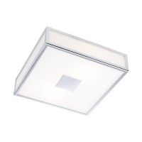 INFO EGO 280MM Stropní stropní svítidlo, základna kov, povrch chrom lesk, difuzor psklo opál, pro žárovku 2x52W, E27, 230V, IP44, rozměry: d=280mm, l=280mm, h=73mm