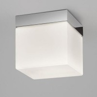 SABINA ČTVERCOVÁ 1X60W E27 IP44 DO KOUPELNY Stropní svítidlo, základna kov, povrch chrom lesk, difuzor sklo bílé opál mat, pro žárovku 1x60W, E27, 230V, do koupelny IP44, zař.tř.2, rozměry 175x175x175mm.