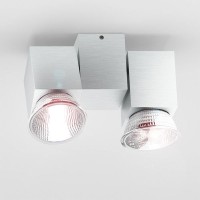 MARVEL II RED Stropní stropní bodové svítidlo, nastavitelný směr svícení, materiál hliník, povrch broušený, pro žárovku 2x50W, GU10 ES50, 230V, IP20, rozměry 40x130x90mm.