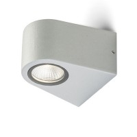 SIX Nástěnné bodové svítidlo, těleso hliník, povrch šedostříbrná, krycí sklo čiré, LED 1x3W, teplá bílá 3000K, 58lm/cca 3W žár, vč trafa 230V/700mA, IP54, 72x105x120mm, svítí dolů