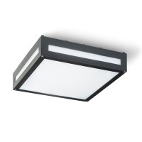 PLAKA IP54 Stropní svítidlo, těleso hliník, povrch černá, difuzor plast opál, pro úspornou žárovku 2x26W, E27, 230V, IP54, zař.tř.1, 300x300x92mm