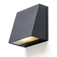 GIGI Nástěnné venkovní svítidlo, těleso hliník, povrch černá antracit, krycí sklo opál mat, LED 1x3,3W, 250lm, teplá 3000K, vč trafa 230V, IP65, 97x91x61mm, svítí dolů