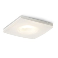 KAY Stropní, vestavné, bodové svítidlo čtvercové, difuzor sklo opál mat, LED 5W COB, teplá 3000K, 450lm, vč trafa 230V/350mA (na kabelu), IP20, 90x90mm, h=120mm