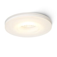 KAY Stropní, vestavné, bodové svítidlo kruhové, difuzor sklo opál mat, LED 5W COB, teplá bílá 3000K, 450lm, Ra70, vč trafa 230V/350mA (na kabelu), IP20, d=90mm, h=90mm