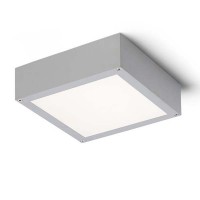 SCOT Stropní svítidlo, těleso hliník, povrch šedostříbrná, difuzor plast opál. LED 9,8W, teplá 3000K, 637lm/cca jako 35W žárovka, 230V, IP54, zař.tř.1, rozměry 220x220x70mm