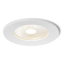 AMIGA R LED 8W IP65 Vestavné, bodové svítidlo, těleso hliník, povrch bílá, krycí sklo čiré, LED 8W, teplá 3000K, 580lm/cca jako 30W žár, vyzařovací úhel 40°, 230V/trafo na kabelu, zvýšené krytí IP65, svítidlo d=100mm, h=110mm, trafo 20x40x80mm