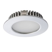 INEZ R Vestavné, svítidlo, těleso hliník, rámeček chrom lesk, difuzor sklo opál mat, LED 3W, teplá 3000K, 170lm/cca jako 9W žár, 12V=, do koupelny IP44, d=65mm, h=15mm