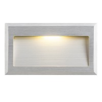 INTRO L Vestavné svítidlo do stěny, těleso hliník, povrch broušený hliník, LED 3W, teplá 3000K, 185lm/cca 10W žár, 350mA, IP20, tř.3, rozměry 87x160x35mm, vč. mont. boxu, svítí dolů