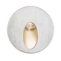 ELICA KRUHOVÁ Vestavné svítidlo do stěny, těleso hliník, rámeček nikl mat, LED 3W, teplá bílá 3000K, 180lm/cca 9W žár, 230V, IP54, tř.1, d=80mm, h=70mm, vč montážního boxu, svítí dolů