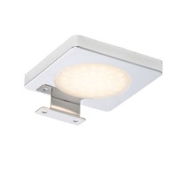 YOLO SQ Svítidlo pro horní montáž na skříňku, nebo na poličku, základna hliník, povrch chrom, LED 4W, teplá 3000K, 215lm/cca 11W žár., 12V=, IP44, tř.3, 24x90x107mm, svítí dolů