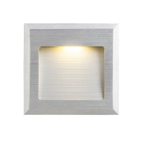 INTRO M Vestavné svítidlo do stěny, těleso hliník, povrch broušený hliník, LED 1W, teplá bílá 3000K, 96m/cca 5W žár, 350mA, IP20, tř.3, rozměry 87x87x35mm, vč. mont. boxu, svítí dolů