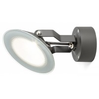 FOX-LED Přisazené venkovní svítidlo, nastavitelný směr svícení, těleso kov, povrch lak černá mat, krycí sklo čiré, LED 1x9W, teplá 3000K, 900lm, Ra80, 230V, IP65, tř.1. rozměry d=160mm h=235mm