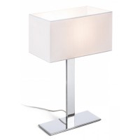 PLAZA Stolní lampa, základna kov, povrch chrom lesk, stínítko textil bílá, pro žárovku 1x42W, E27, 230V, IP20, tř.2. rozměry 160x320x500mm