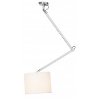 MADISON Stropní svítidlo lampa, nastavitelný výška pomocí ramen, těleso kov, povrch chrom lesk, stínítko textil bílá, pro žárovku 1x42W, E27, 230V, IP20, tř.1. rozměry d=390mm h=300mm, rameno l=1550mm