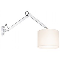 MADISON Nástěné svítidlo lampa, nastavitelný směr svícení, těleso kov, povrch chrom lesk, stínítko textil bílá, pro žárovku 1x42W, E27, 230V, IP20, tř.1. rozměry d=250mm h=190mm, rameno l=672mm